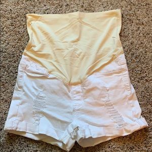 White Maternity Shorts